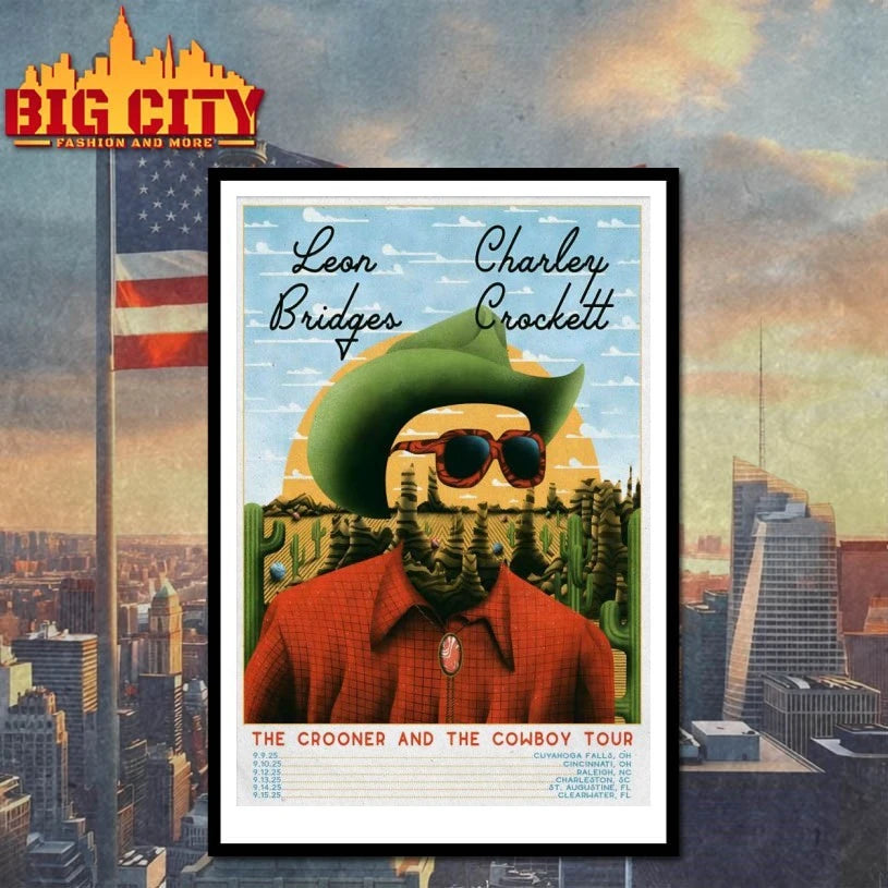 Leon Bridges And Charley Crockett The Crooner And The Cowboy Tour 2025 Poster shirt