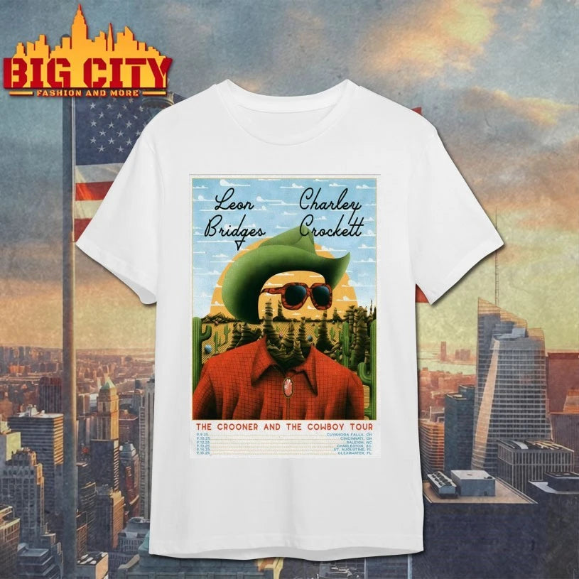 Leon Bridges And Charley Crockett The Crooner And The Cowboy Tour 2025 Poster shirt