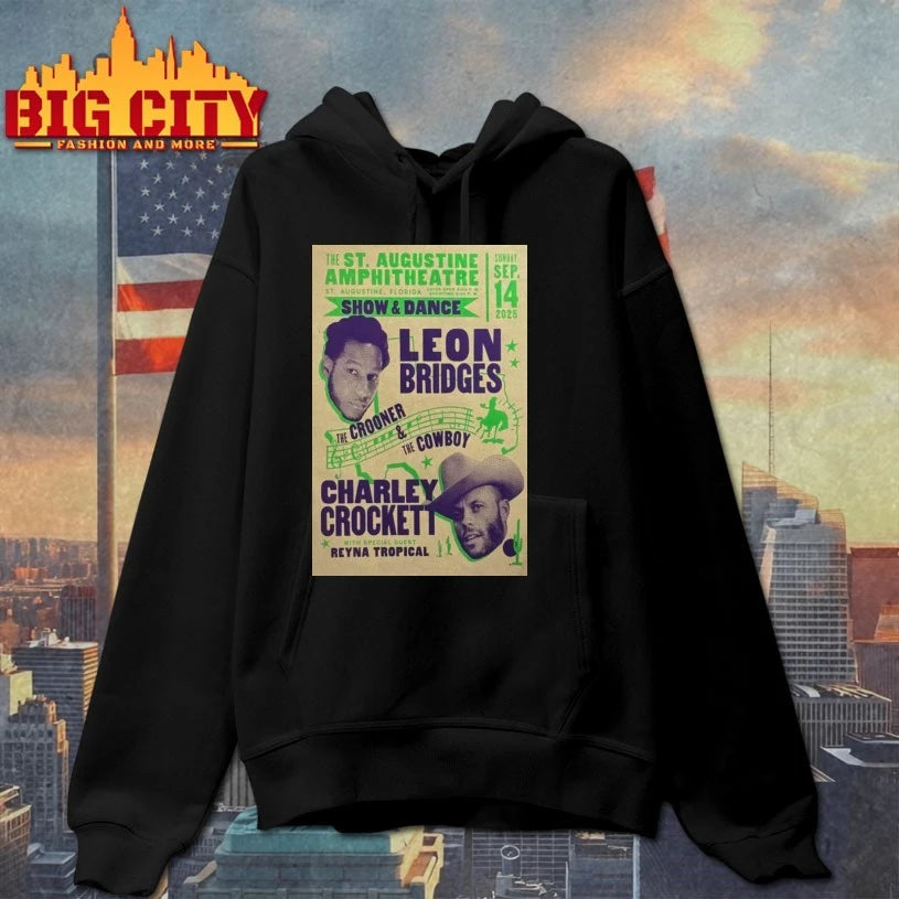 Leon Bridges &amp; Charley Crockett Tour 2025 St. Augustine, FL Poster shirt