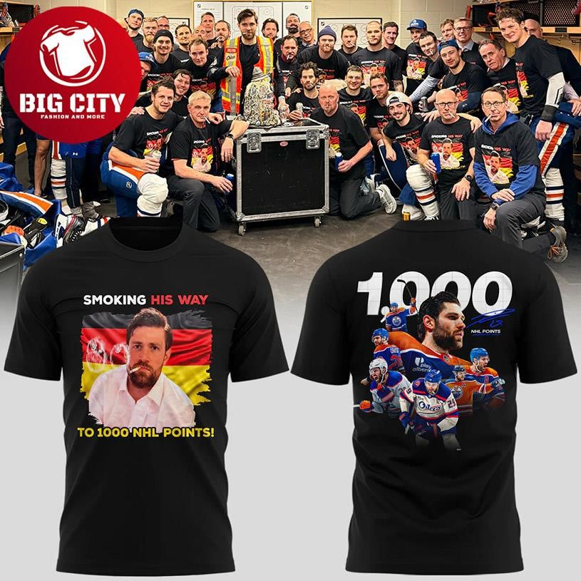 Leon Draisaitl Edmonton Oilers 1000 Career NHL Points Two Sided Shirt
