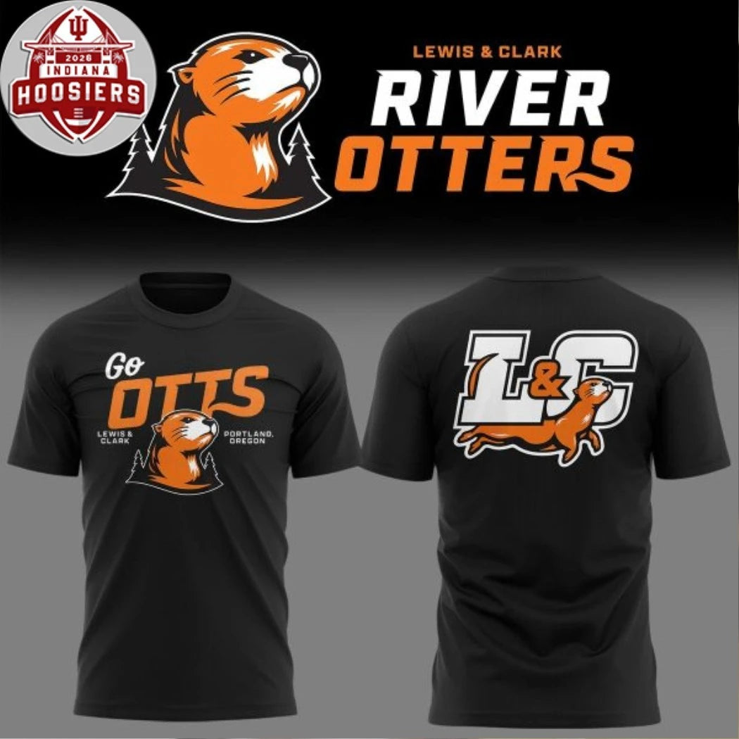 Lewis &amp; Clark Pioneers River Otters 2026 New Identity Logo Two Sided T-Shirt