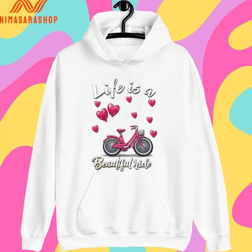 Life Is A Beautiful Ride Pink Bike And Heart Balloons Shirts