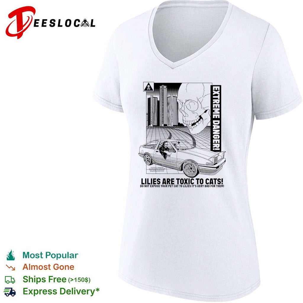 Lilies Are Toxic To Cats Extreme Danger Grim Reaper Toyota AE86 Drift Car shirt