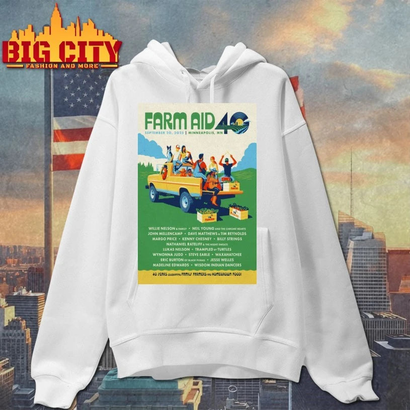Lineup Farm Aid 40 Festival Minneapolis, MN 2025 Poster shirts
