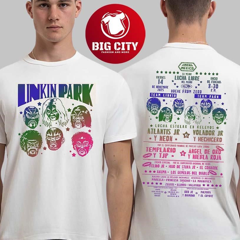 Linkin Park Noche From Zero 2025 At CMLL Lucha Libre At Arena Mexico CDMX Two Sided Shirt