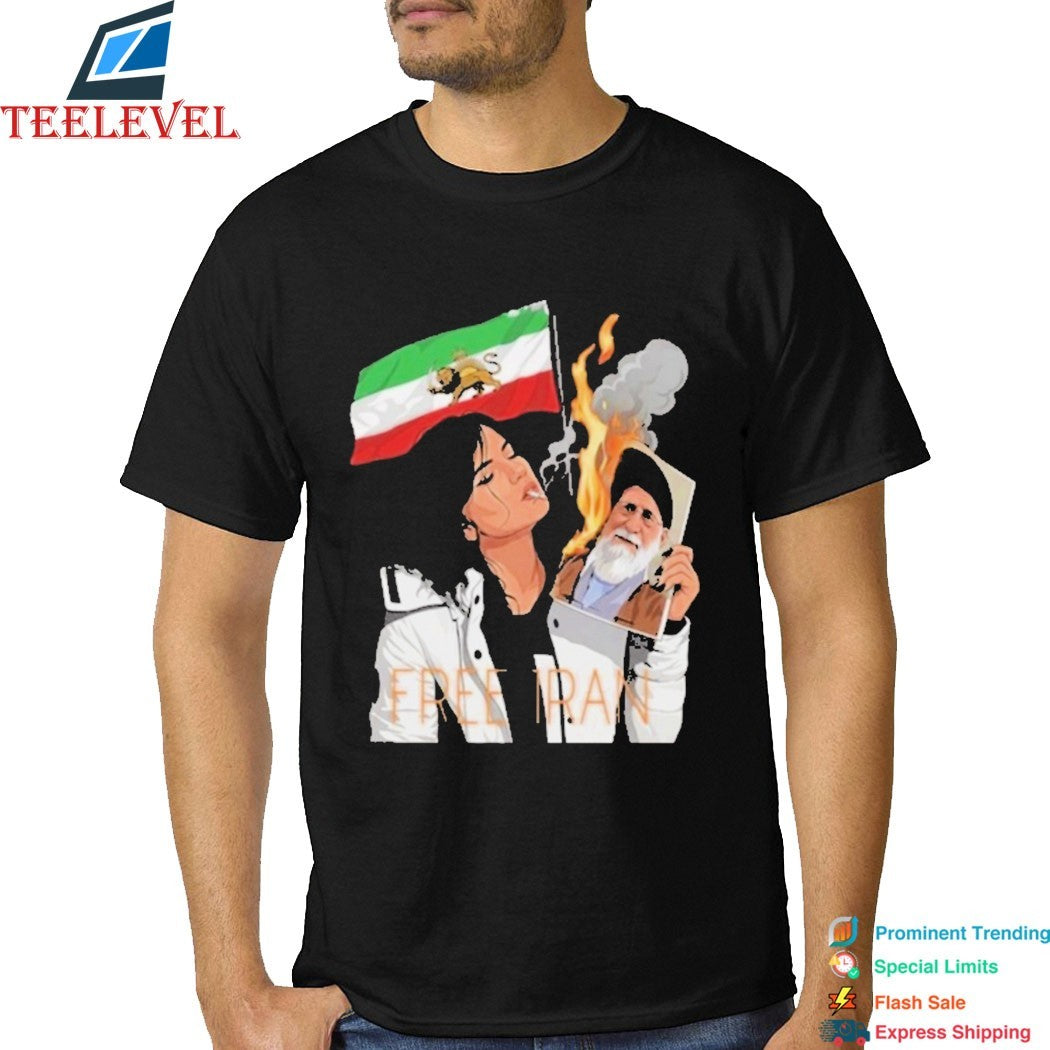 Lion And Sun Flag Persian Free Iran Khomeini Ali T-shirt