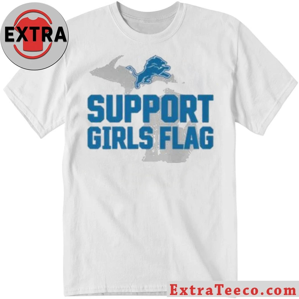 Lions Support Girls Flag And Logo T-Shirt