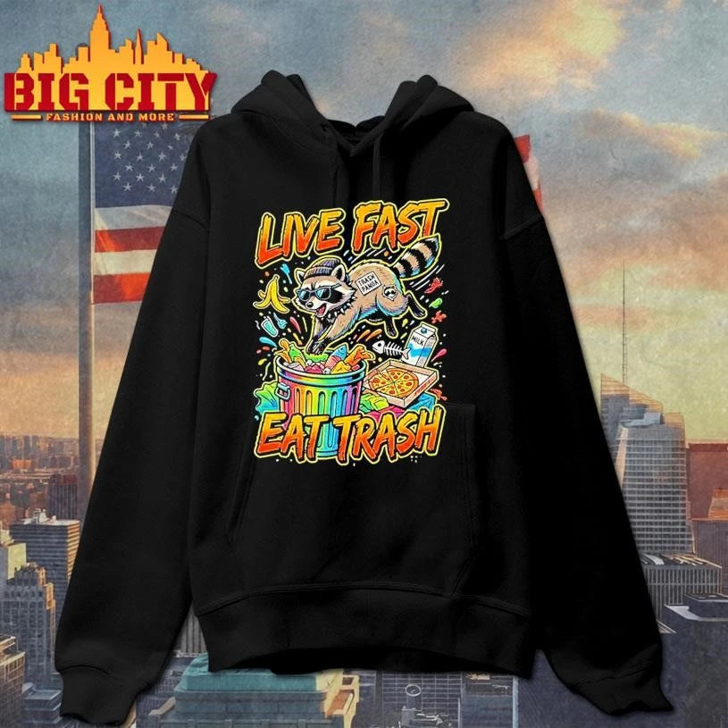 Live Fast Eat Trash Raccoon Artwork Shirt