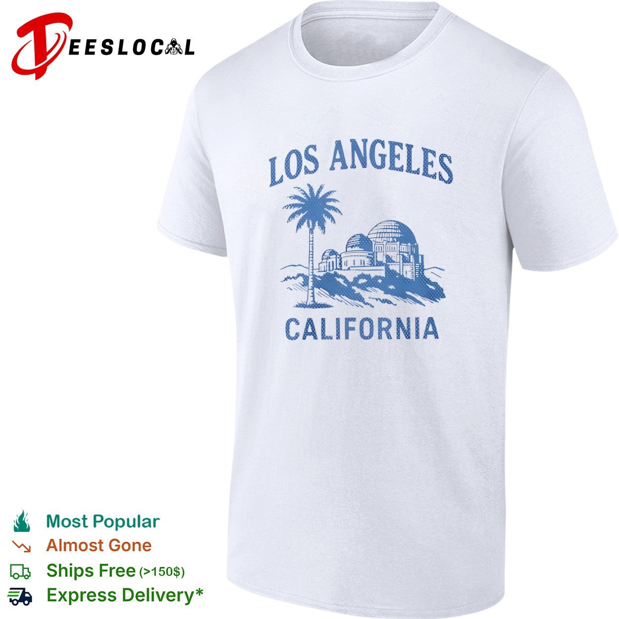 Los Angeles California palm tree observatory travel shirt