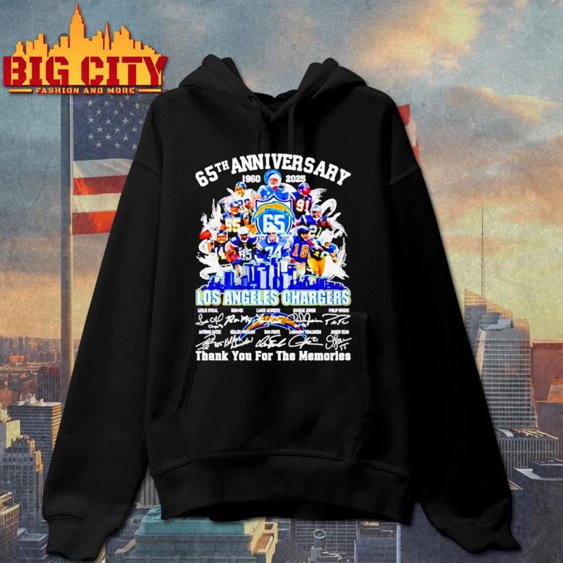 Los Angeles Chargers 65th Anniversary 1960-2025 thank you for the memories shirt