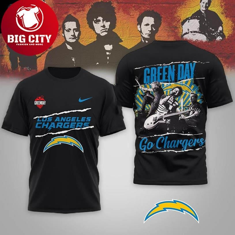 Los Angeles Chargers Green Day Saviors 2025 Go Chargers Two Sided Shirt