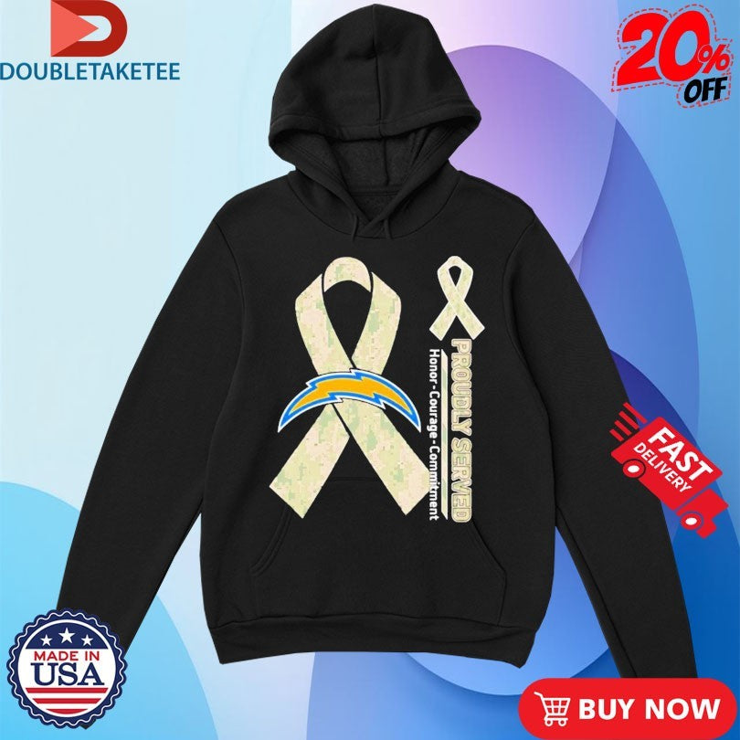 Official  Los Angeles Chargers Proudly Served Honor Courage Commitment Breast Cancer Awareness Shirts