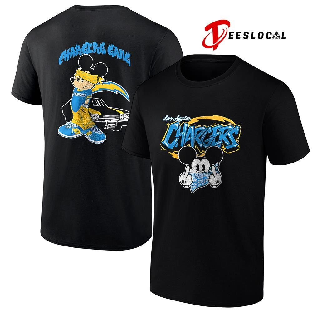 Los Angeles Chargers x Gangsta Mickey Mouse middle finger shirt
