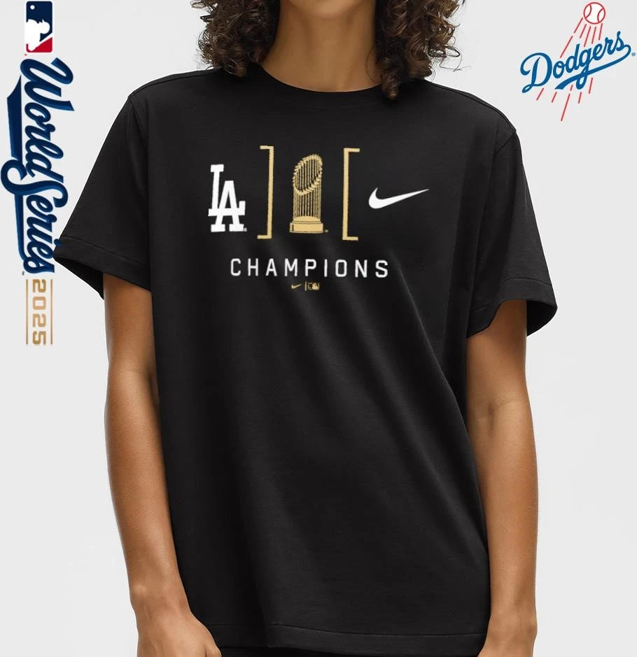 Los Angeles Dodgers 2025 MLB World Series Champions Lockup T-Shirt
