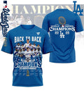 Los Angeles Dodgers 2025 World Series Back To Back Champions Signatures T-Shirt