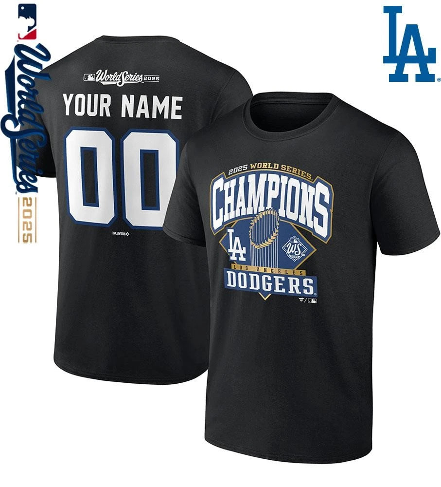 Los Angeles Dodgers 2025 World Series Champions Custom Name &amp; Number T-Shirt