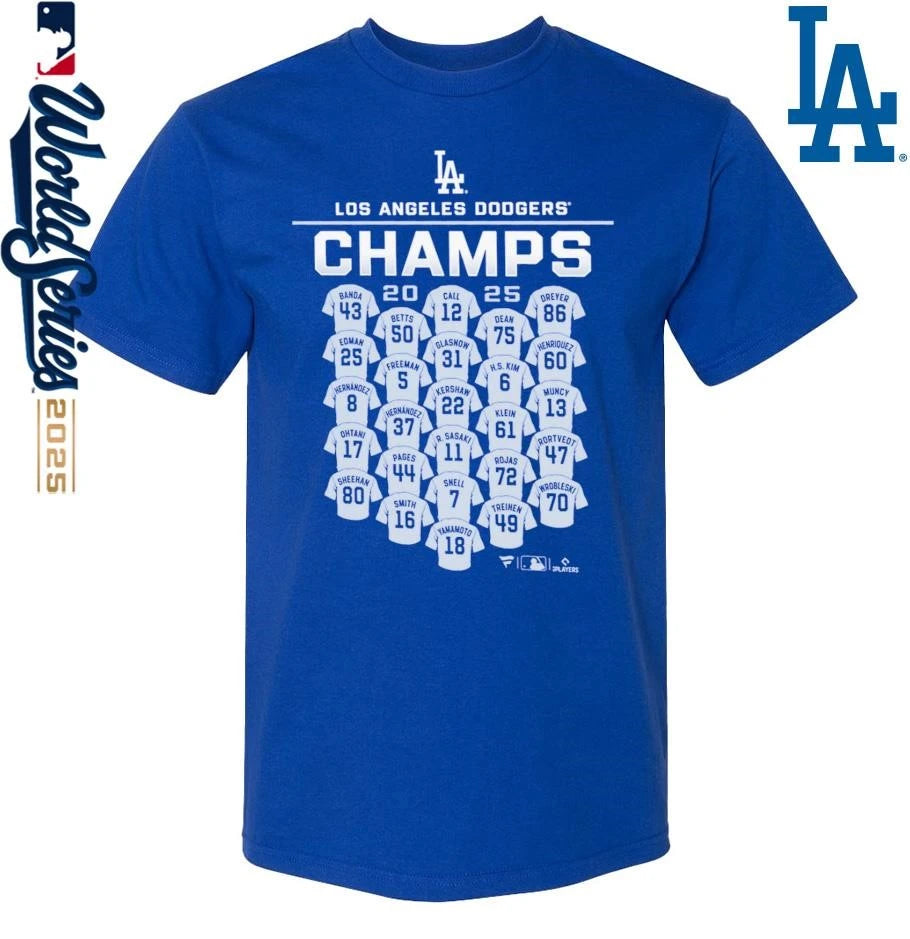 Los Angeles Dodgers 2025 World Series Champions Jersey Roster T-Shirt