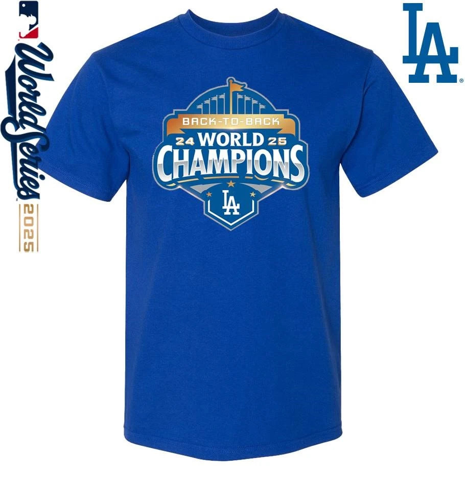 Los Angeles Dodgers Back To Back 2024-25 World Champions Official Logo T-Shirt