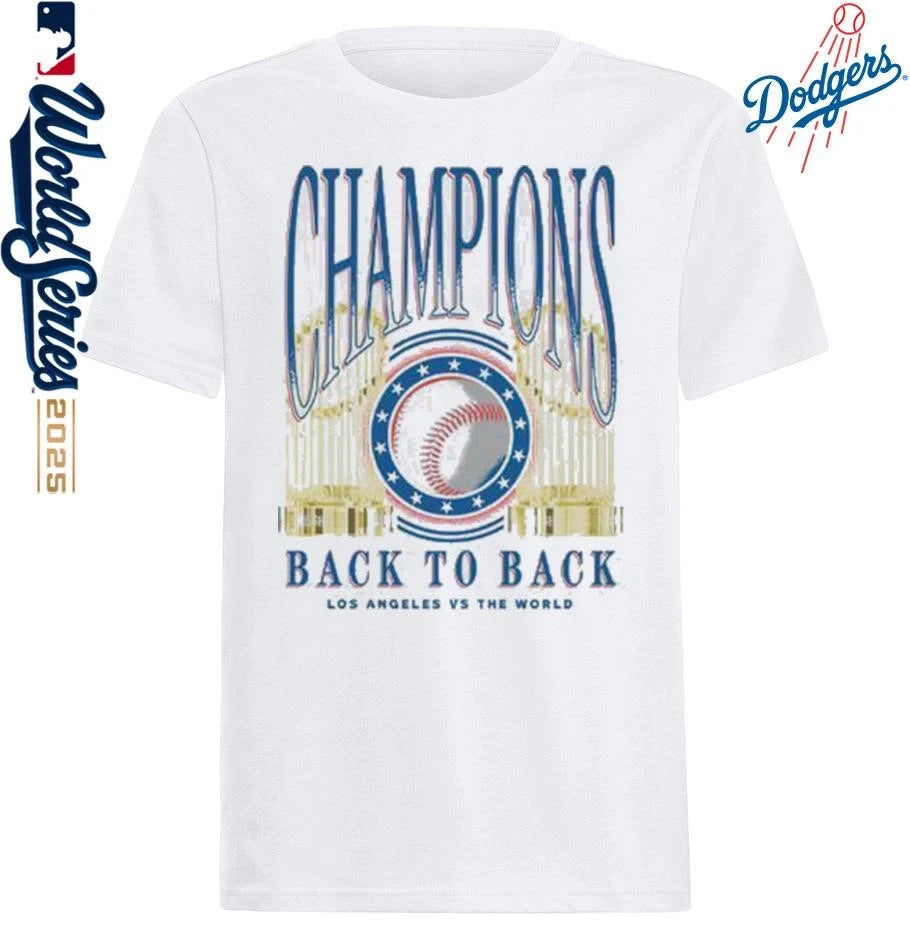Los Angeles Dodgers Back To Back Trophies T-Shirt