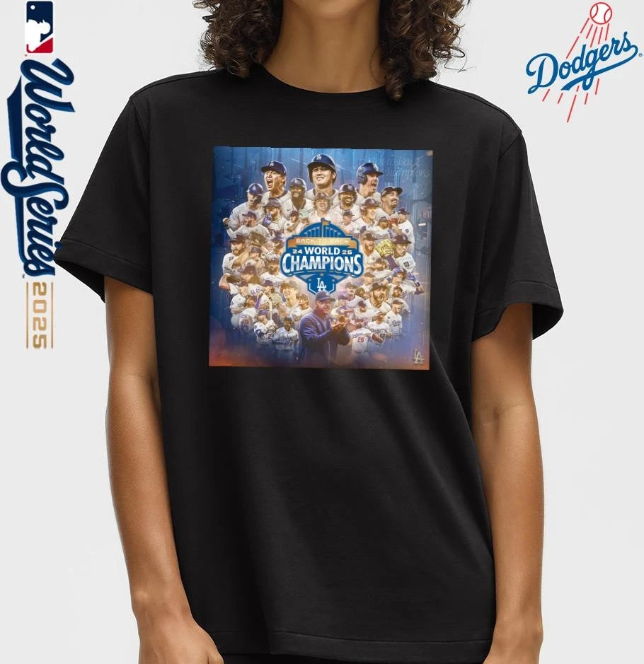 Los Angeles Dodgers Back To Back World Series Champions Poster T-Shirt