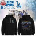 Los Angeles Dodgers Back-to-Back World Champions First Repeat Champions In 25 Years Logo Two Sided T-Shirt