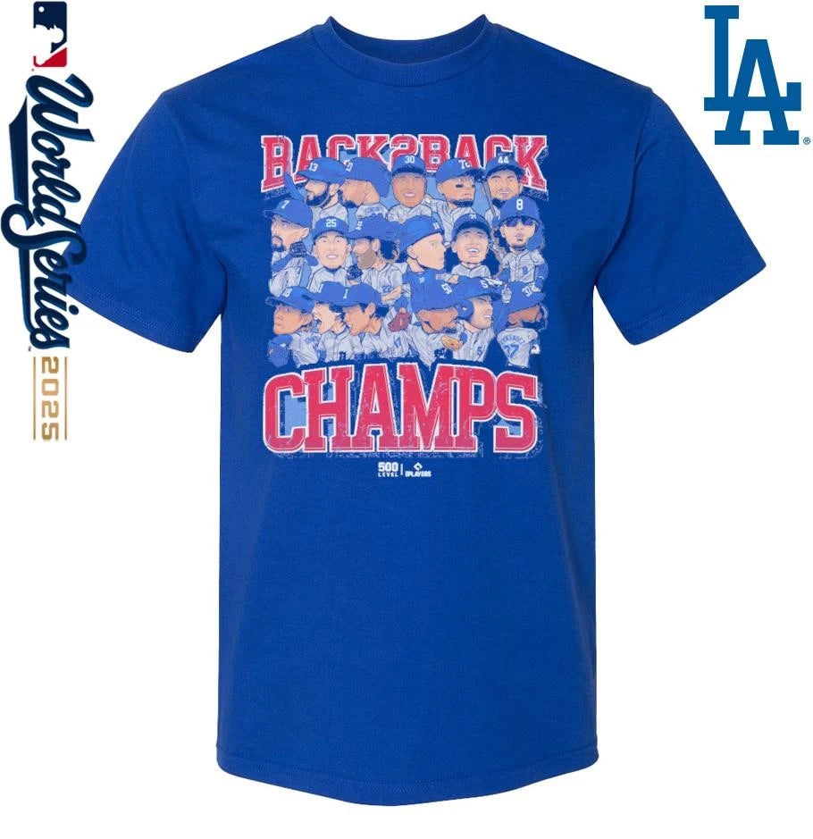 Los Angeles Dodgers Baseball Back 2 Back Champs 2025 Vintage T-Shirt