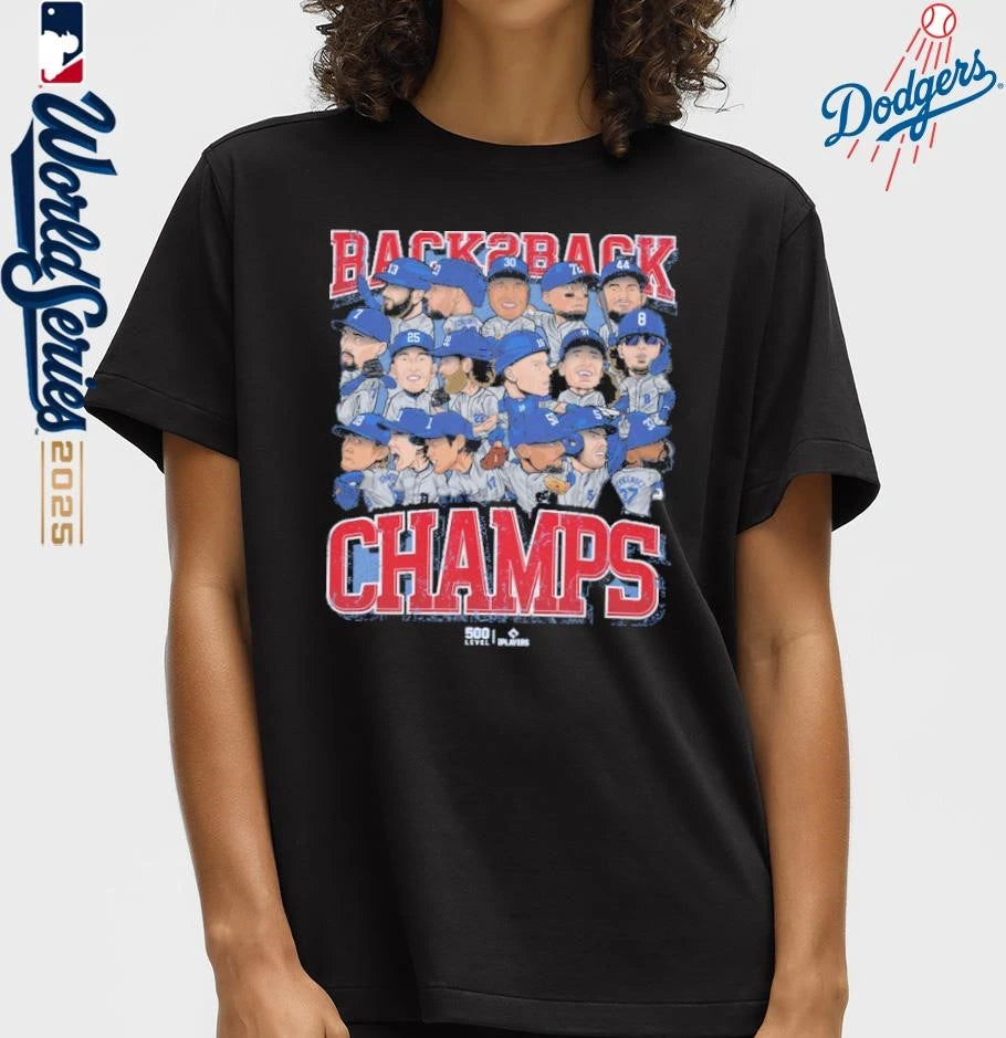 Los Angeles Dodgers Baseball Back 2 Back Champs 2025 Vintage T-Shirt