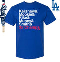 Los Angeles Dodgers Kershaw and Moolie Kike Muncy and Smith Ampersand 3-Time Champs T-Shirt