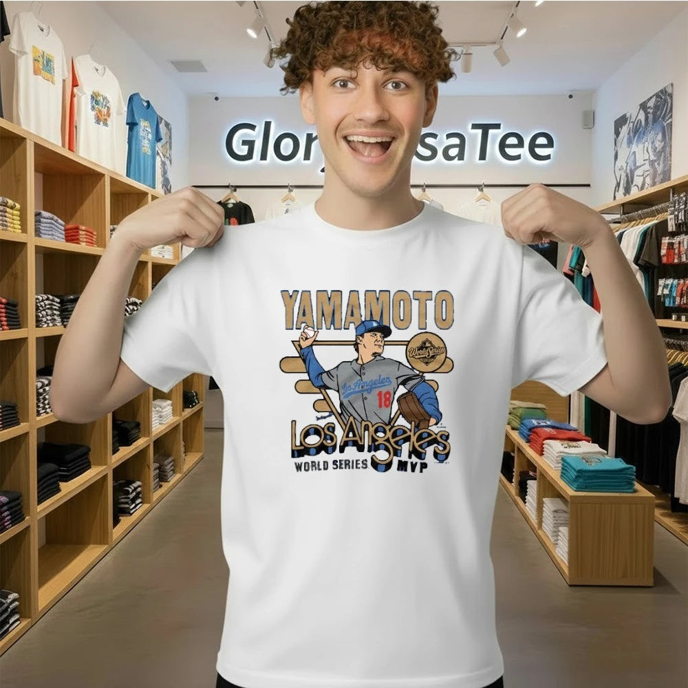 Los Angeles Dodgers Yoshinobu Yamamoto Homage Royal 2026 Gold Collection World Series MVP Tri-Blend T-Shirt