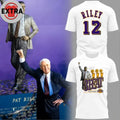 Los Angeles Lakers 3 Peat Team of the 80s Pat Riley White Logo Two Sided Shirt