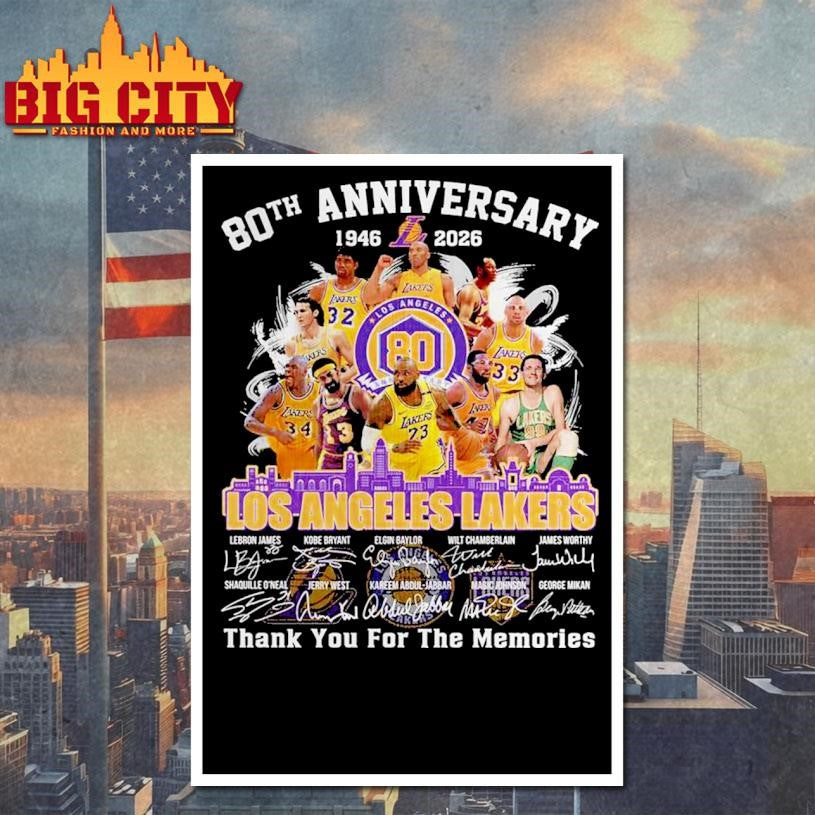 Los Angeles Lakers 80th Anniversary 1947-2026 Obsession Thank You Shirt