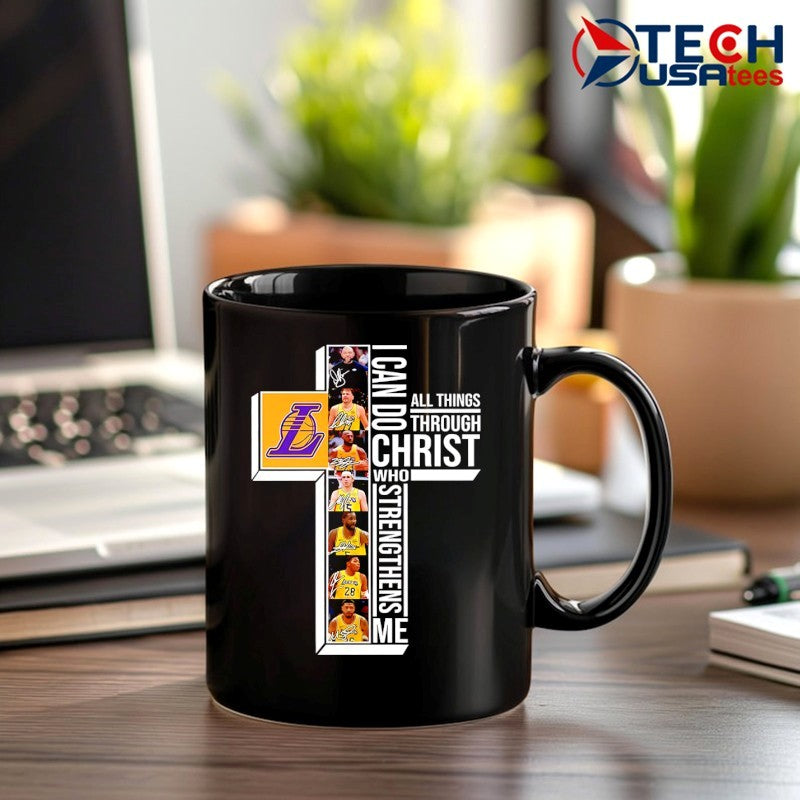 Los Angeles Lakers Basketball players cross I can do all things through Christ who strengthens me shirt