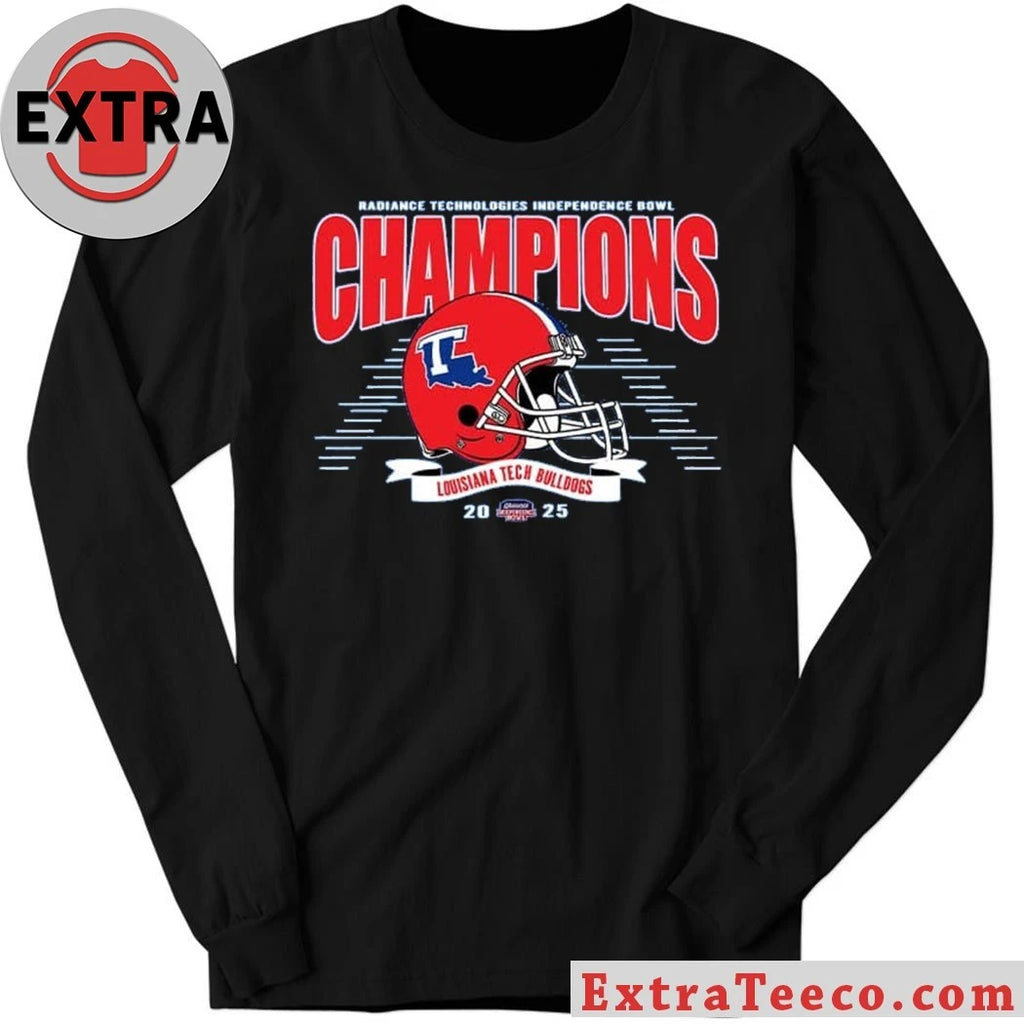 Louisiana Tech Bulldogs 2025 Radiance Technologies Independence Bowl Champions T-shirt, December 30, 2025, with a score of 23-14
