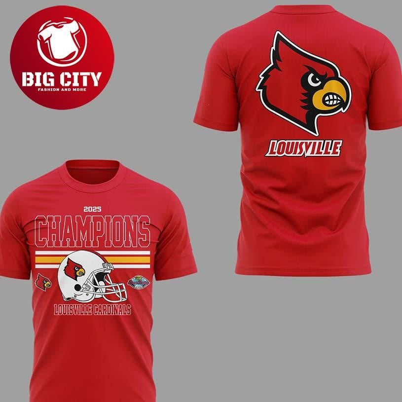 Louisville Cardinals Champions 2025 Boca Raton Bowl Football Two Sided Shirt