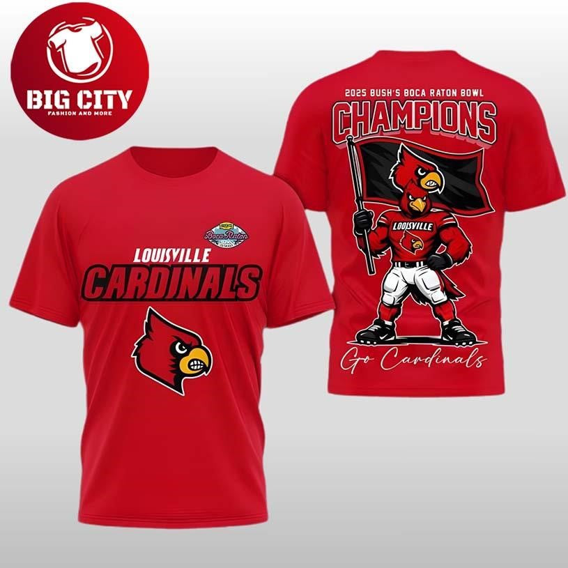 Louisville Cardinals NCAA Bush Boca Raton Bowl Champions 2026 Two Sided Shirt