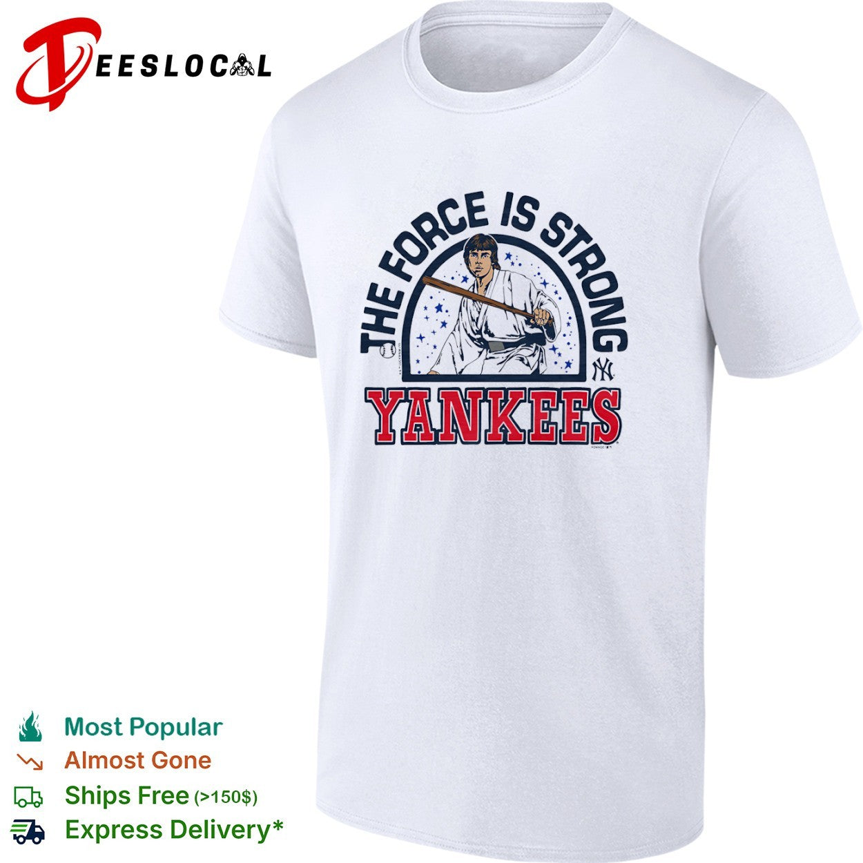 Luke Skywalker New York Yankees MLB The Force is Strong Star Wars Parody Shirt
