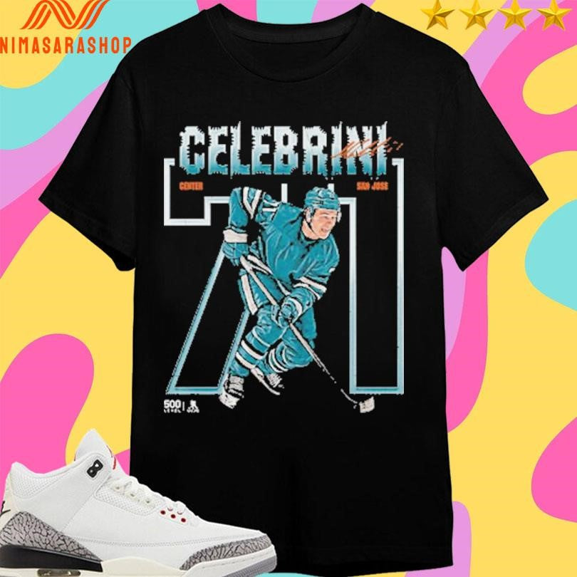 Macklin Celebrini San Jose Number Outline 71 Shirts