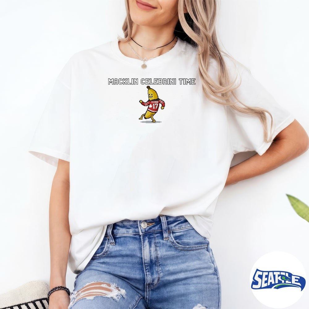 Macklin Celebrini Time – Ice Canada Hockey Banana shirt