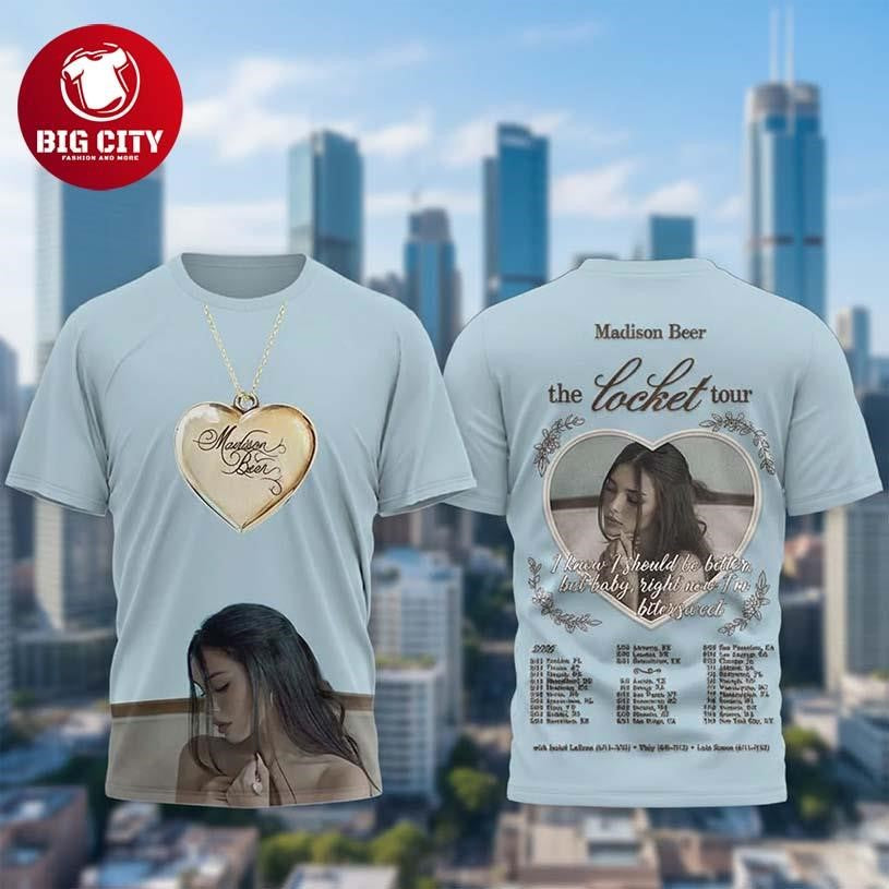 Madison Beer The Locket Tour 2026 Concert Merchandise Official Fan Apparel Two Sided Shirt