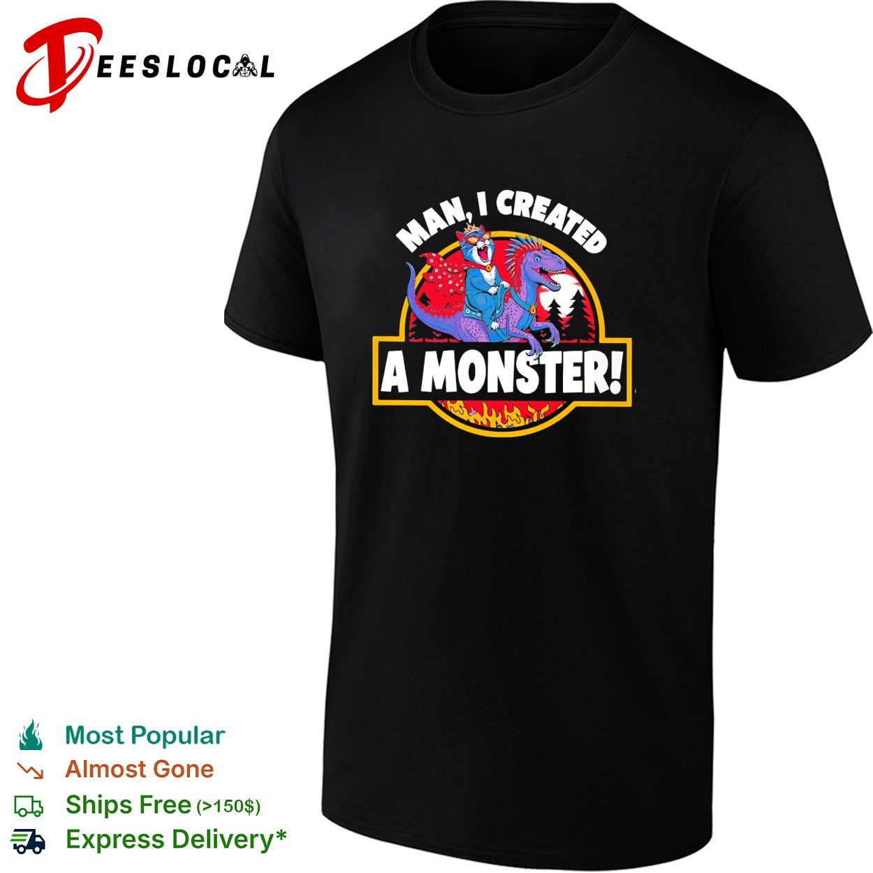 Man I created a monster cat riding dinosaur jurassic shirt