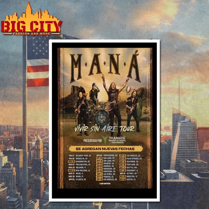 Maná 2026 Vivir Sin Aire Tour Poster shirt