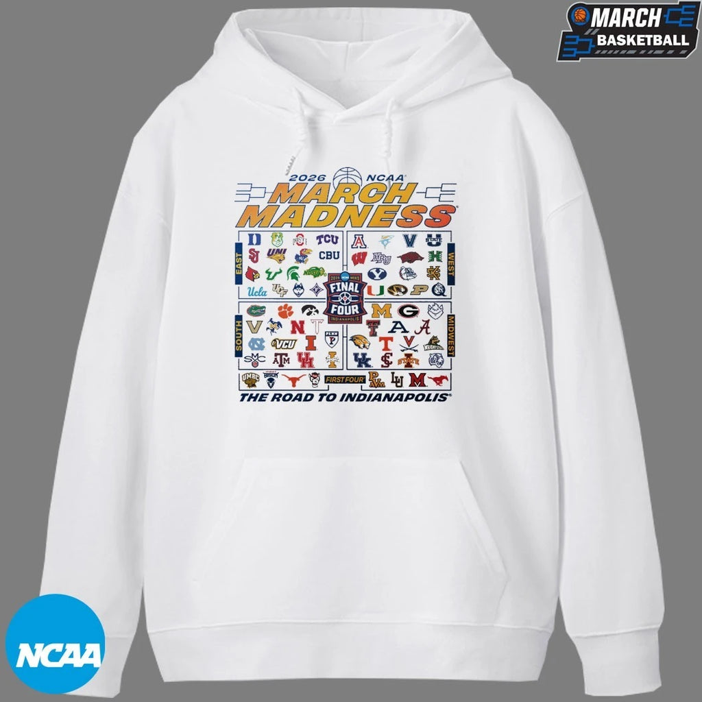 March Madness NCAA Final Four Men’s The Road To Indianapolis 2026 T-shirts
