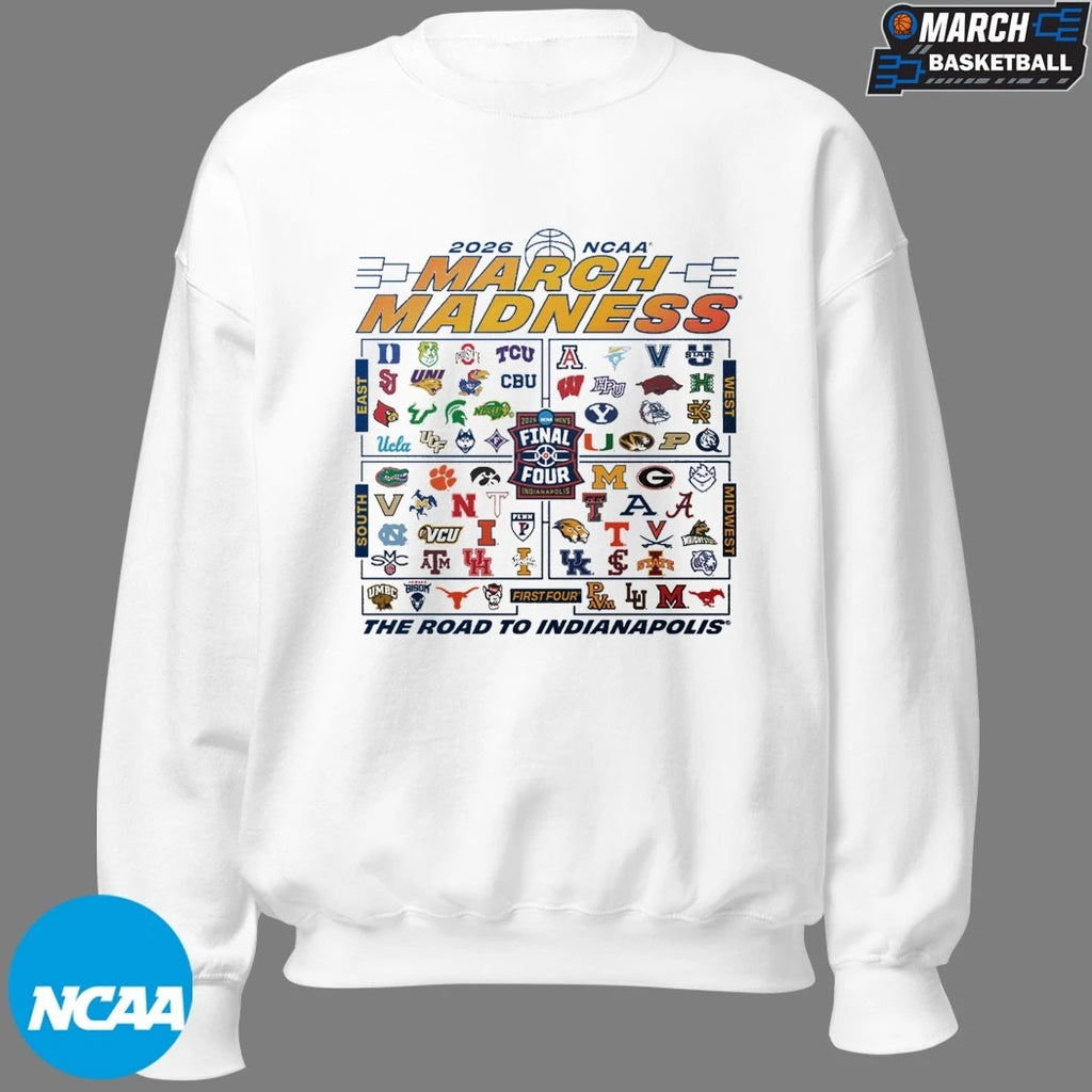 March Madness NCAA Final Four Men’s The Road To Indianapolis 2026 T-shirts