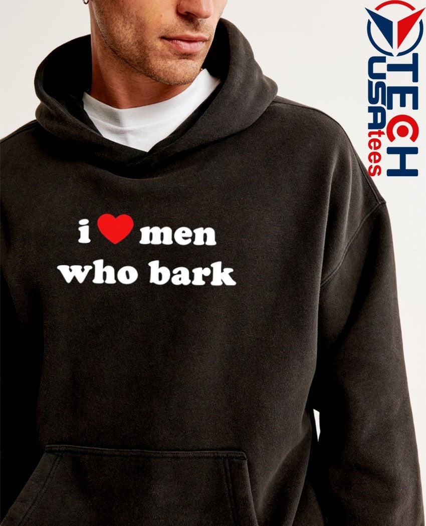 Marci wearing I heart men who bark shirt