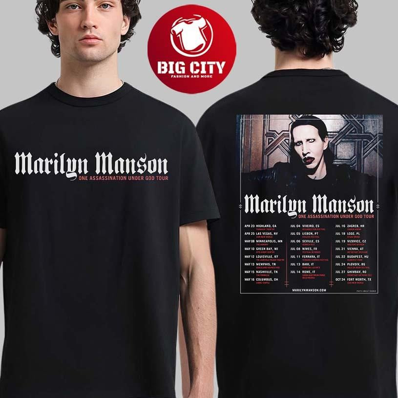 Marilyn Manson One Assassination Under God Tour 2026 World Tour Schedule Dates Two Sided Shirt