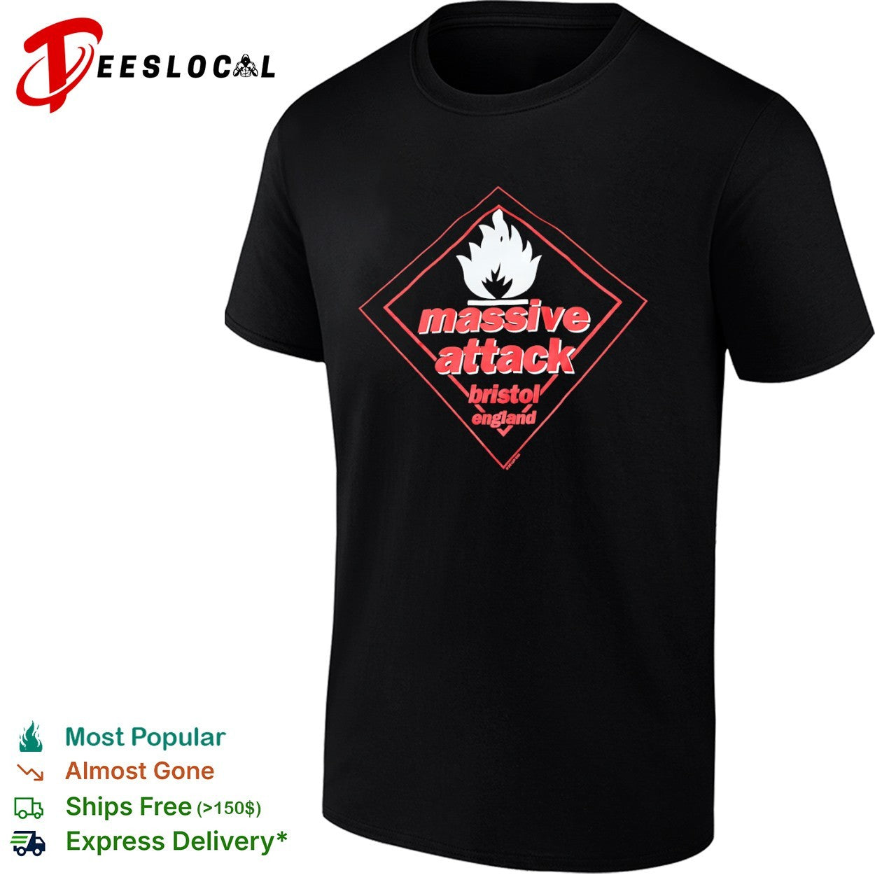 Massive Attack flame Bristol England shirt