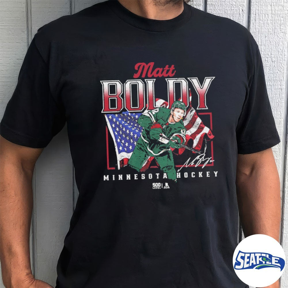 Matt Boldy Minnesota Wild Hockey USA Flag Signature shirt