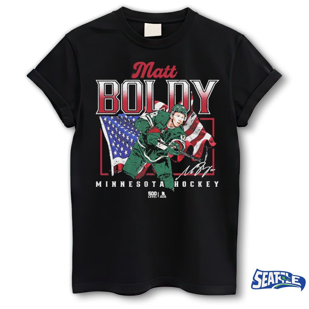 Matt Boldy Minnesota Wild Hockey USA Flag Signature shirt