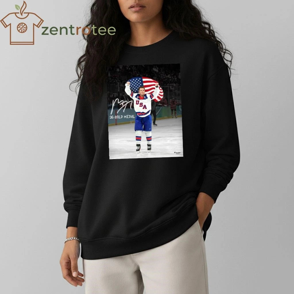 Matthew Tkachuk Team Usa 2026 Winter Olympics Gold Medal Autographed tee