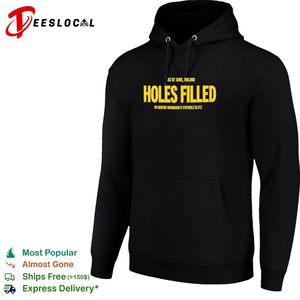 Mayor Mamdani pothole blitz 100000 holes filled shirt